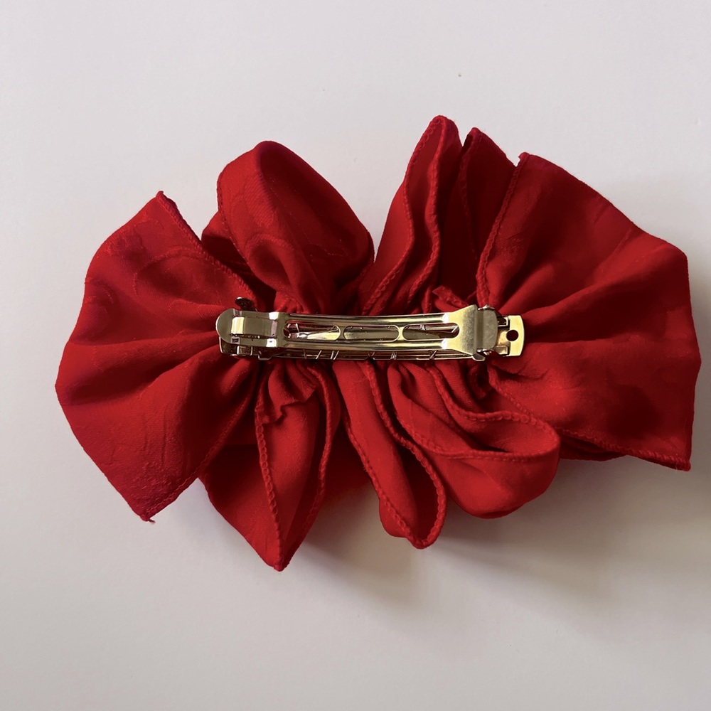Vtg 80s 90s red tiered barrette bows - Picture 4 of 10